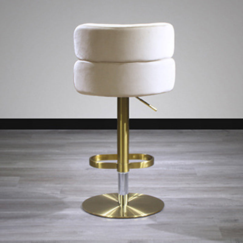 Contemporary Luxury Curved Rectangular Stainless Steel Velvet Bar Stool Backrest Armless For Dining Room &amp; Kitchen