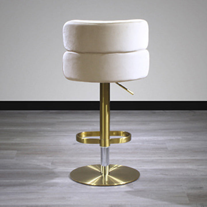 Contemporary Luxury Curved Rectangular Stainless Steel Velvet Bar Stool Backrest Armless For Dining Room &amp; Kitchen