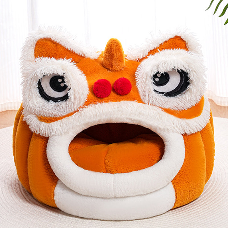 Lit pour chat en velours et coton au design contemporain créatif en forme de lion pour chambre à coucher 