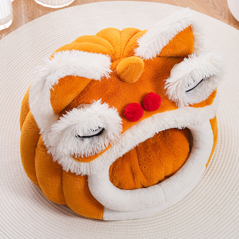 Lit pour chat en velours et coton au design contemporain créatif en forme de lion pour chambre à coucher 