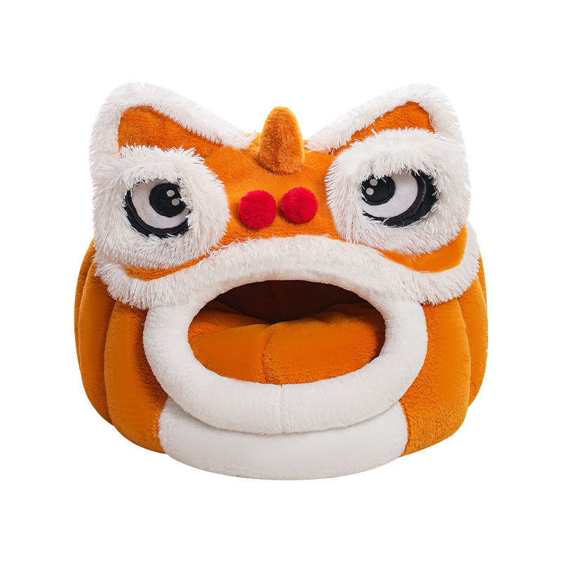 Lit pour chat en velours et coton au design contemporain créatif en forme de lion pour chambre à coucher 