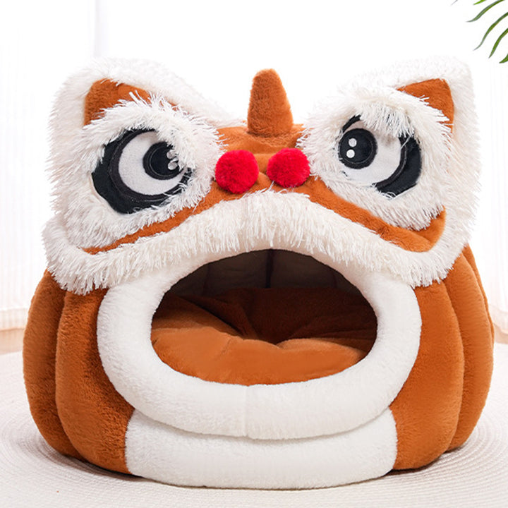 Lit pour chat en velours et coton au design contemporain créatif en forme de lion pour chambre à coucher 