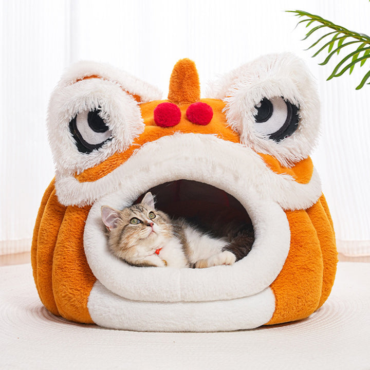 Lit pour chat en velours et coton au design contemporain créatif en forme de lion pour chambre à coucher 