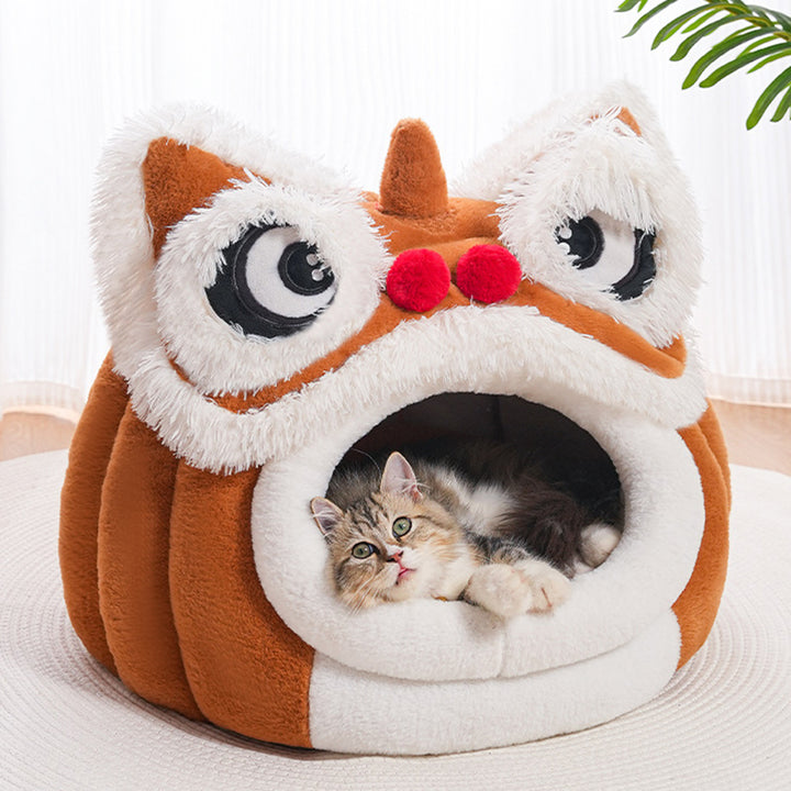 Lit pour chat en velours et coton au design contemporain créatif en forme de lion pour chambre à coucher 
