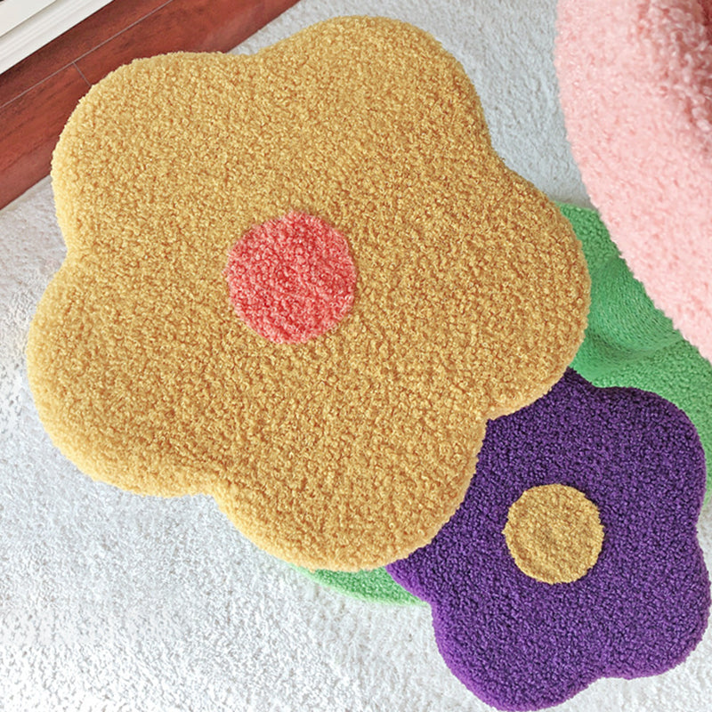 Arbre à chat contemporain créatif en forme de fleur cylindrique en panneau de fibres à densité moyenne, velours Teddy et corde de chanvre pour chambre à coucher 