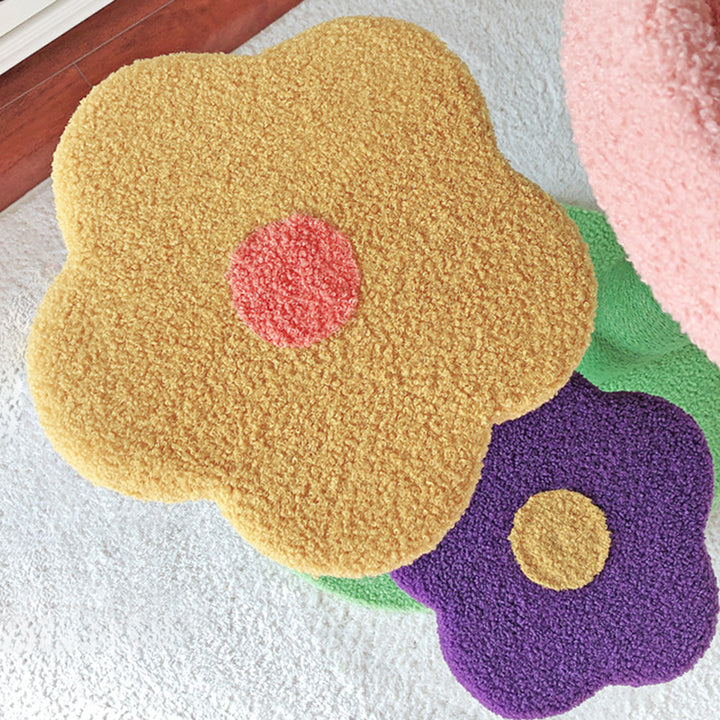 Arbre à chat contemporain créatif en forme de fleur cylindrique en panneau de fibres à densité moyenne, velours Teddy et corde de chanvre pour chambre à coucher 
