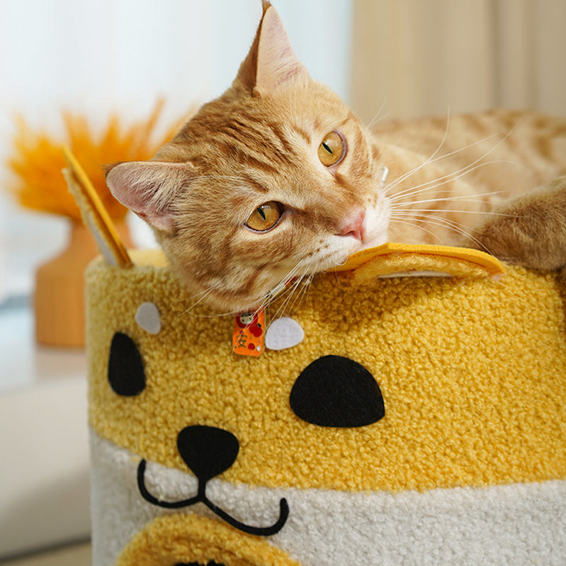 Lit rond contemporain créatif en peluche et velours avec corde pour chien Shiba Inu et chat pour chambre à coucher 
