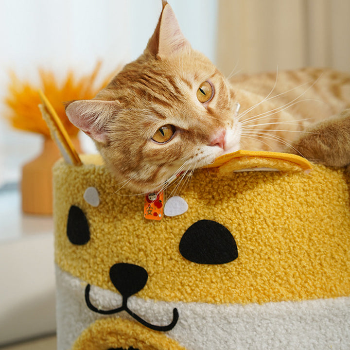 Lit rond contemporain créatif en peluche et velours avec corde pour chien Shiba Inu et chat pour chambre à coucher 