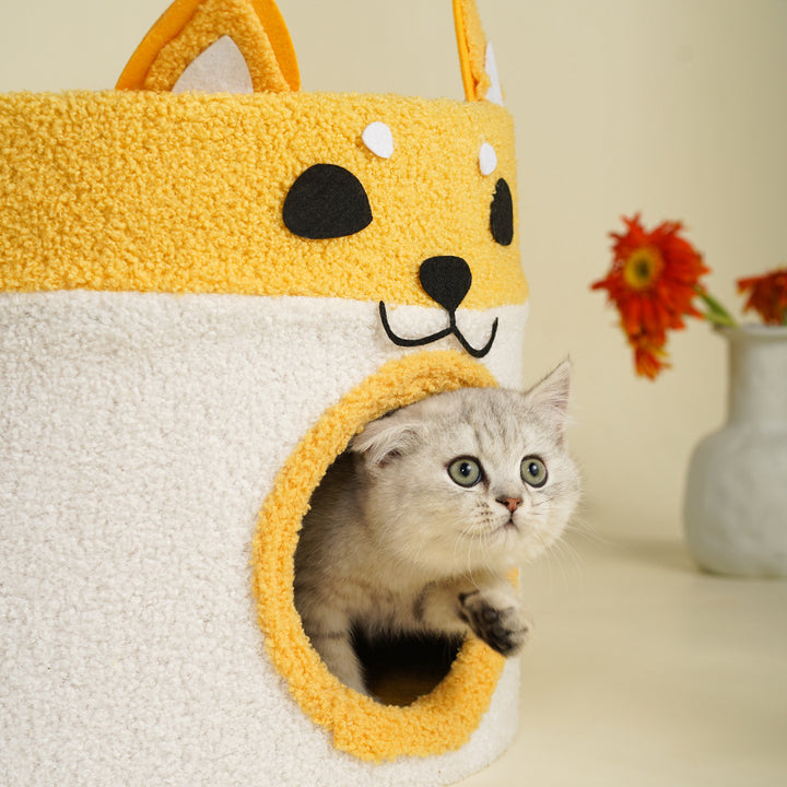 Lit rond contemporain créatif en peluche et velours avec corde pour chien Shiba Inu et chat pour chambre à coucher 
