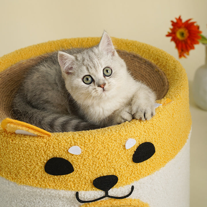 Lit rond contemporain créatif en peluche et velours avec corde pour chien Shiba Inu et chat pour chambre à coucher 