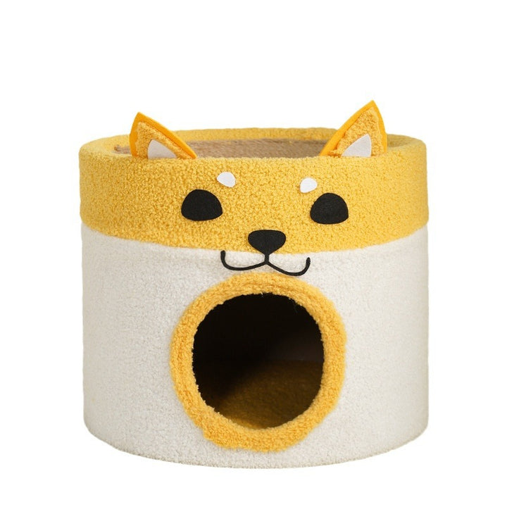 Lit rond contemporain créatif en peluche et velours avec corde pour chien Shiba Inu et chat pour chambre à coucher 