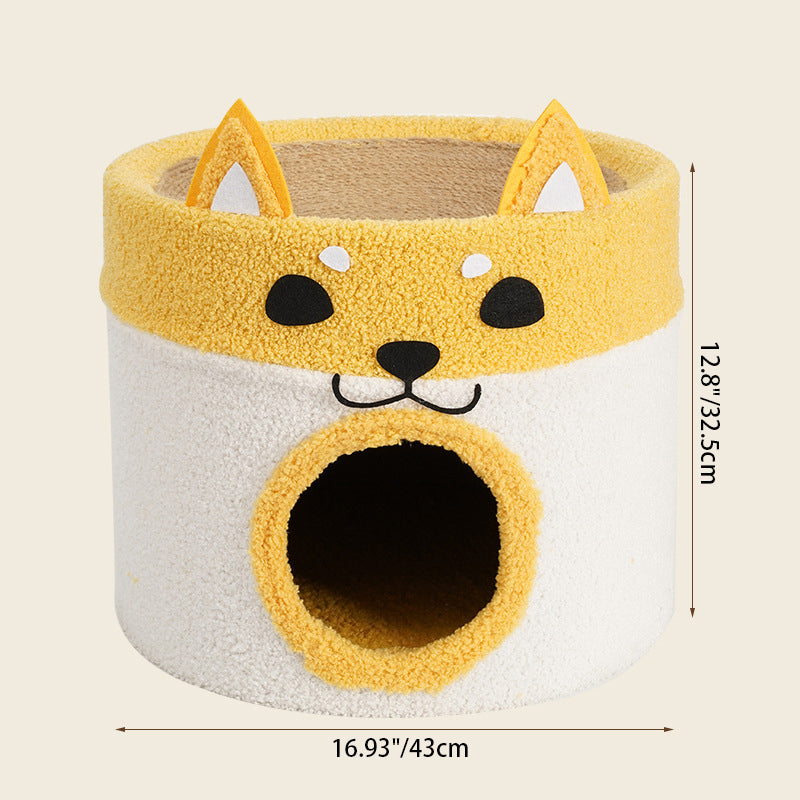Lit rond contemporain créatif en peluche et velours avec corde pour chien Shiba Inu et chat pour chambre à coucher 