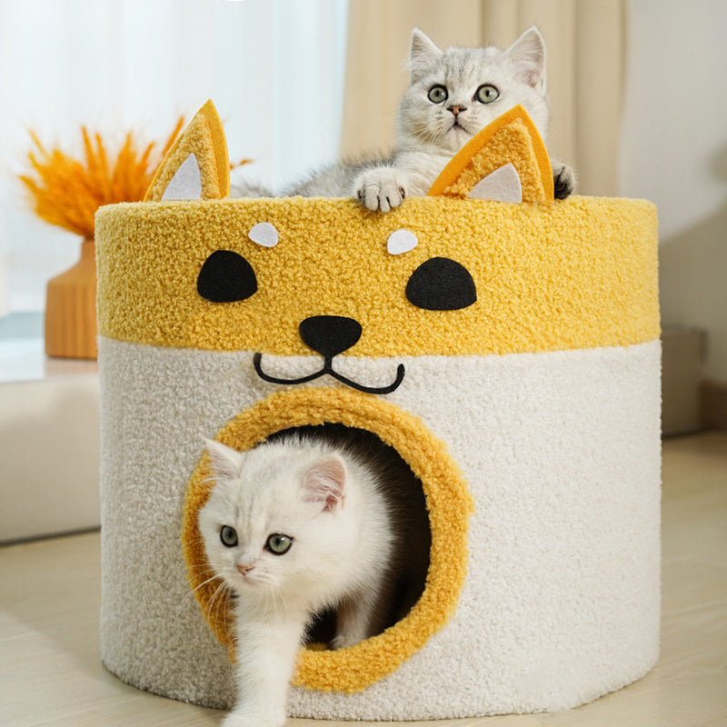 Lit rond contemporain créatif en peluche et velours avec corde pour chien Shiba Inu et chat pour chambre à coucher 