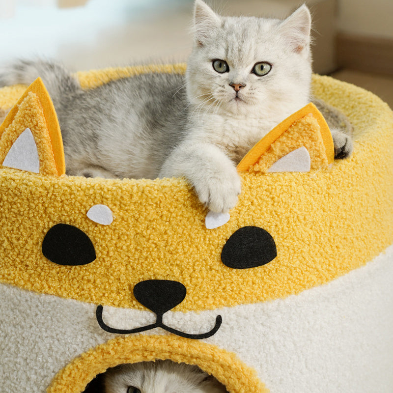 Lit rond contemporain créatif en peluche et velours avec corde pour chien Shiba Inu et chat pour chambre à coucher 
