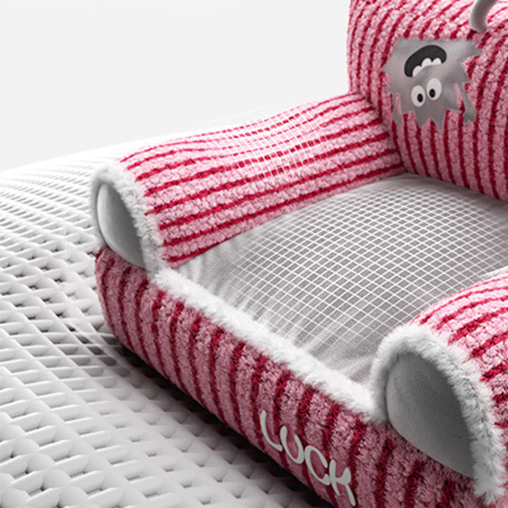 Modern Minimalist Rectangular Striped Fleece Pet Bed Cat Bed Accent Chair Backrest Armrest For Living Room
