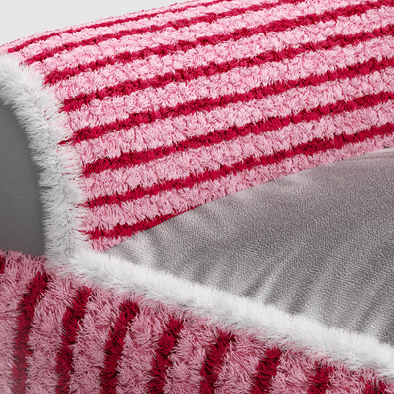 Modern Minimalist Rectangular Striped Fleece Pet Bed Cat Bed Accent Chair Backrest Armrest For Living Room