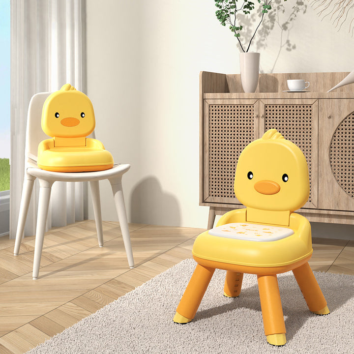 Contemporary Creative Round Duck-Shaped PP TPE PU Leather PVC Height-Adjustable Kids Dining Chair Backrest Armless For Dining Room & Kitchen