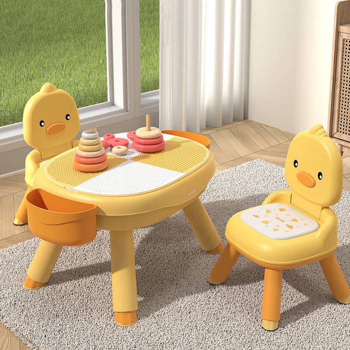 Contemporary Creative Round Duck-Shaped PP TPE PU Leather PVC Height-Adjustable Kids Dining Chair Backrest Armless For Dining Room & Kitchen