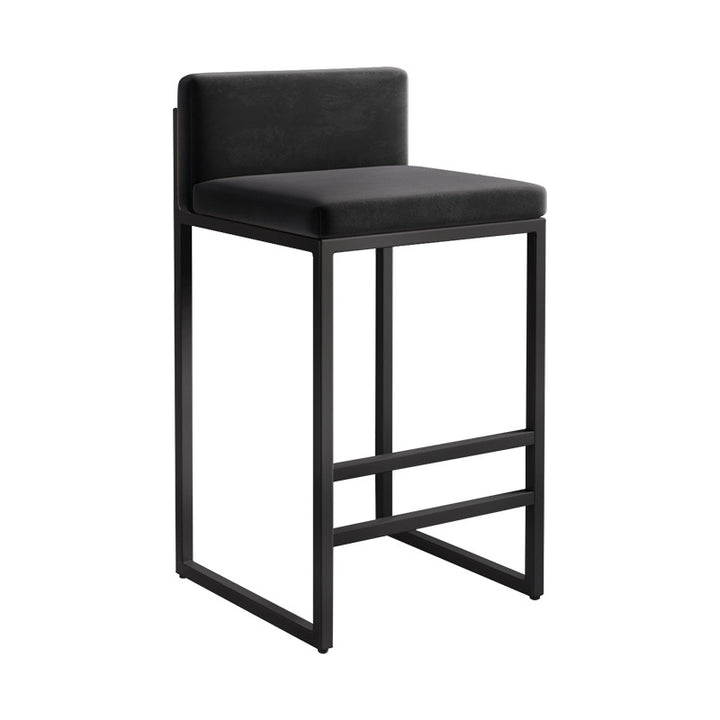 Modern Minimalist Rectangular Iron Velvet Bar Stool Backrest Armless For Dining Room &amp; Kitchen