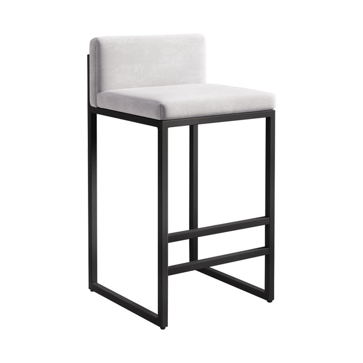 Modern Minimalist Rectangular Iron Velvet Bar Stool Backrest Armless For Dining Room &amp; Kitchen