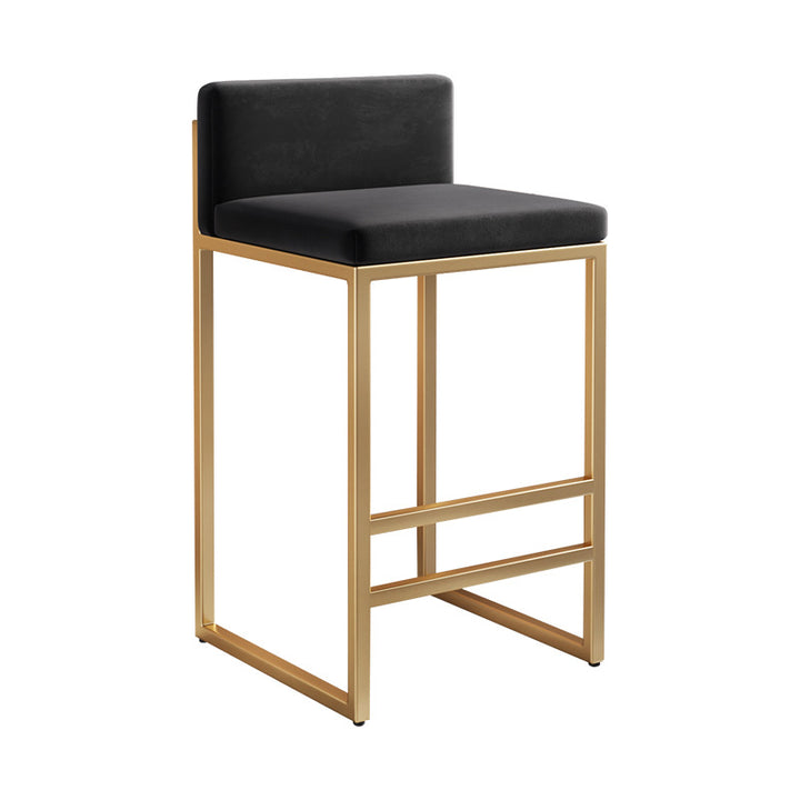 Modern Minimalist Rectangular Iron Velvet Bar Stool Backrest Armless For Dining Room &amp; Kitchen