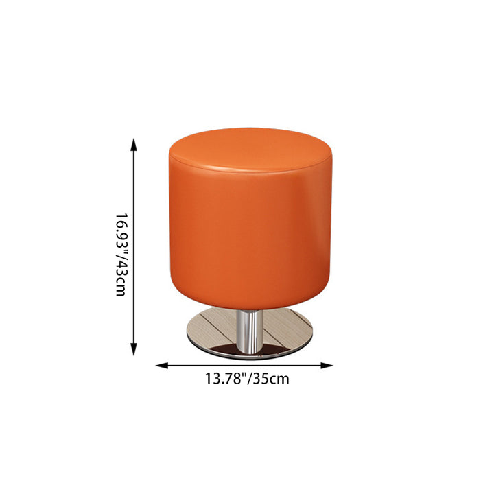 Tabouret de bar cylindrique minimaliste moderne en bois massif, cuir PU et acier, sans dossier ni accoudoirs, pour salle à manger et cuisine 