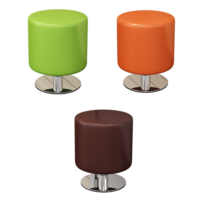 Tabouret de bar cylindrique minimaliste moderne en bois massif, cuir PU et acier, sans dossier ni accoudoirs, pour salle à manger et cuisine 
