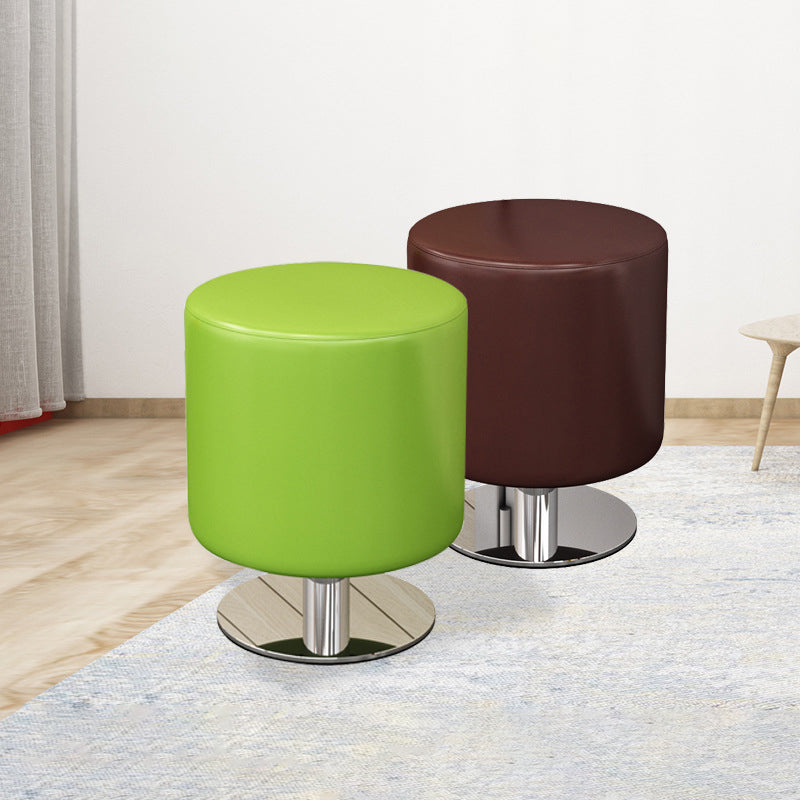 Tabouret de bar cylindrique minimaliste moderne en bois massif, cuir PU et acier, sans dossier ni accoudoirs, pour salle à manger et cuisine 