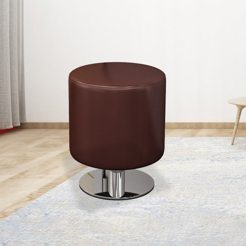 Tabouret de bar cylindrique minimaliste moderne en bois massif, cuir PU et acier, sans dossier ni accoudoirs, pour salle à manger et cuisine 