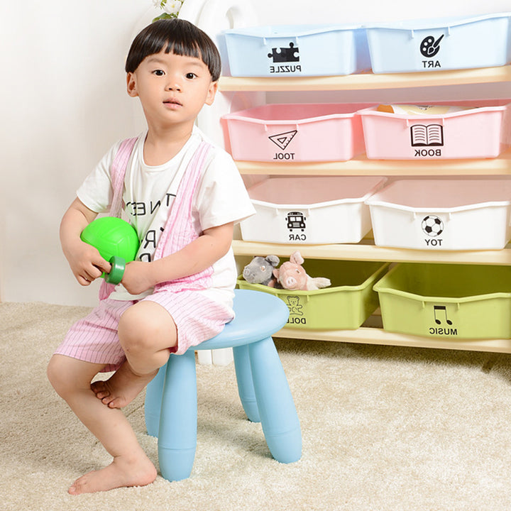 Tabouret bas cylindrique minimaliste moderne en PP pour enfant, sans dossier ni accoudoirs, pour salon 