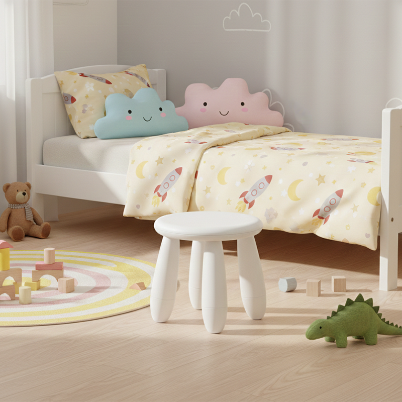 Tabouret bas cylindrique minimaliste moderne en PP pour enfant, sans dossier ni accoudoirs, pour salon 