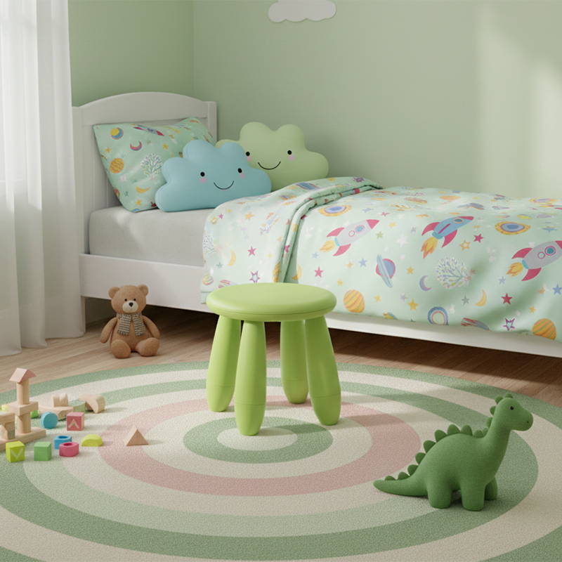 Tabouret bas cylindrique minimaliste moderne en PP pour enfant, sans dossier ni accoudoirs, pour salon 