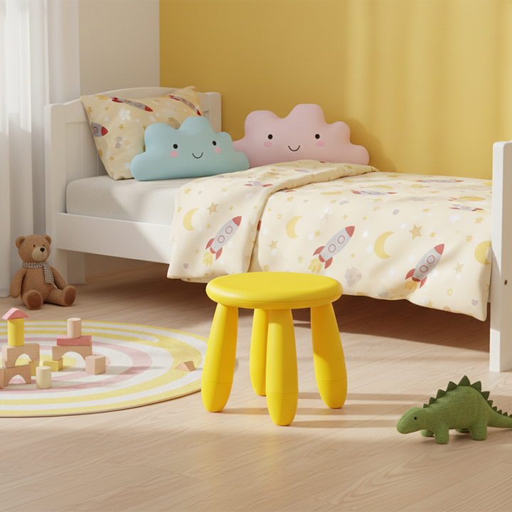 Tabouret bas cylindrique minimaliste moderne en PP pour enfant, sans dossier ni accoudoirs, pour salon 