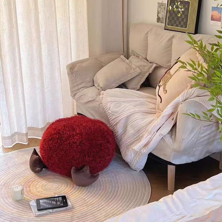 Taburete bajo sin respaldo ni brazos para niños, cilíndrico, redondo, contemporáneo, creativo, con partículas de EPP, de lana corta, para sala de estar 