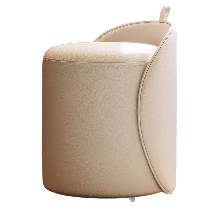 Modern Minimalist Cylindrical PU Leather Solid Wood Vanity Stool Backless Armless For Bedroom