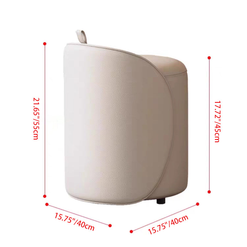 Modern Minimalist Cylindrical PU Leather Solid Wood Vanity Stool Backless Armless For Bedroom