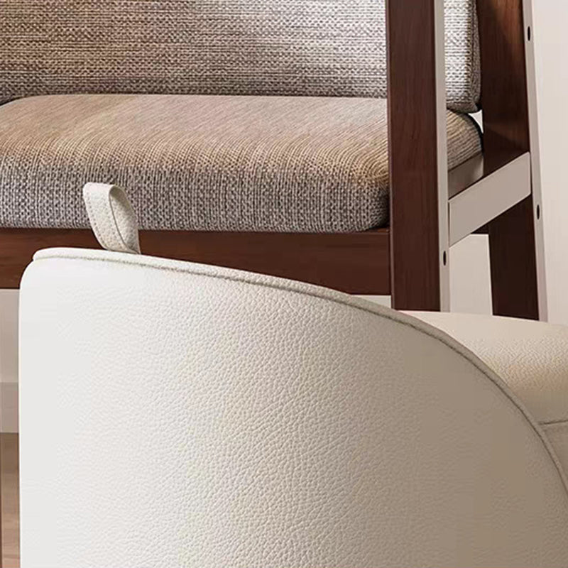 Modern Minimalist Cylindrical PU Leather Solid Wood Vanity Stool Backless Armless For Bedroom