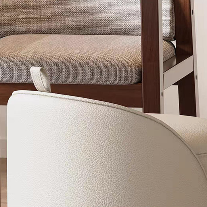 Modern Minimalist Cylindrical PU Leather Solid Wood Vanity Stool Backless Armless For Bedroom