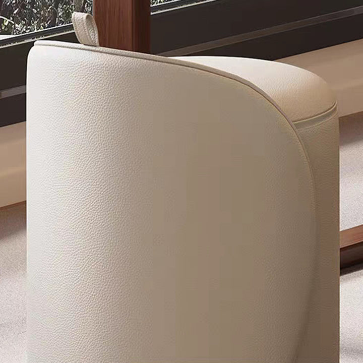 Modern Minimalist Cylindrical PU Leather Solid Wood Vanity Stool Backless Armless For Bedroom