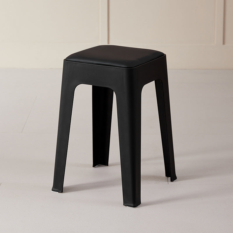 Chaise de salle à manger empilable rectangulaire moderne minimaliste en cuir PU et PP, sans dossier ni accoudoirs, pour salle à manger et cuisine 