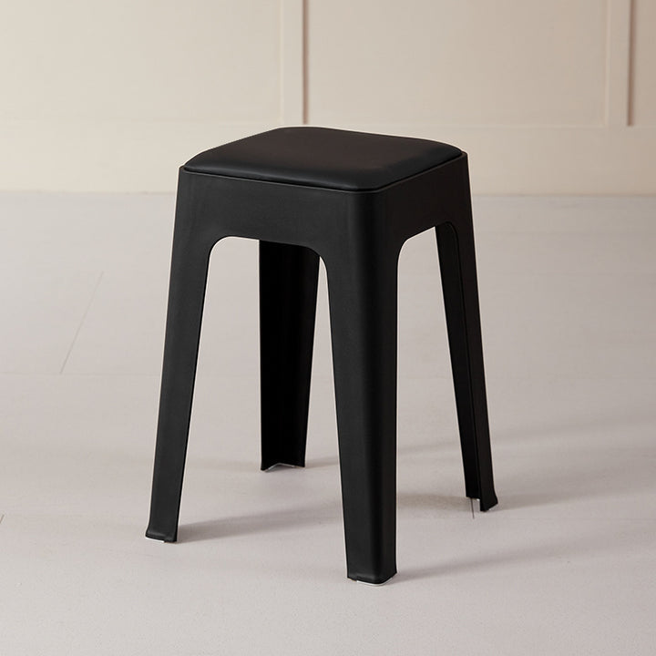 Chaise de salle à manger empilable rectangulaire moderne minimaliste en cuir PU et PP, sans dossier ni accoudoirs, pour salle à manger et cuisine 