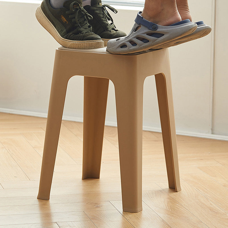 Chaise de salle à manger empilable rectangulaire moderne minimaliste en cuir PU et PP, sans dossier ni accoudoirs, pour salle à manger et cuisine 
