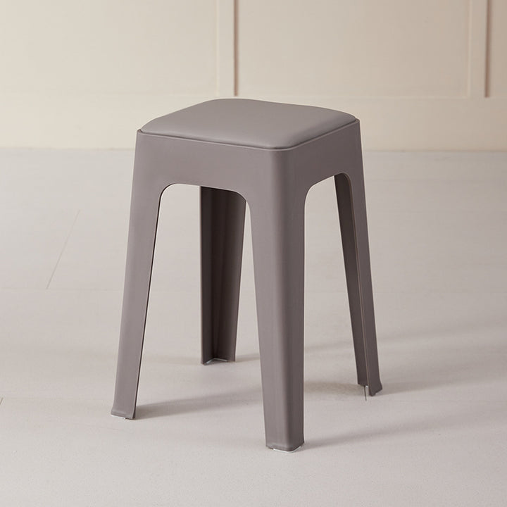 Chaise de salle à manger empilable rectangulaire moderne minimaliste en cuir PU et PP, sans dossier ni accoudoirs, pour salle à manger et cuisine 