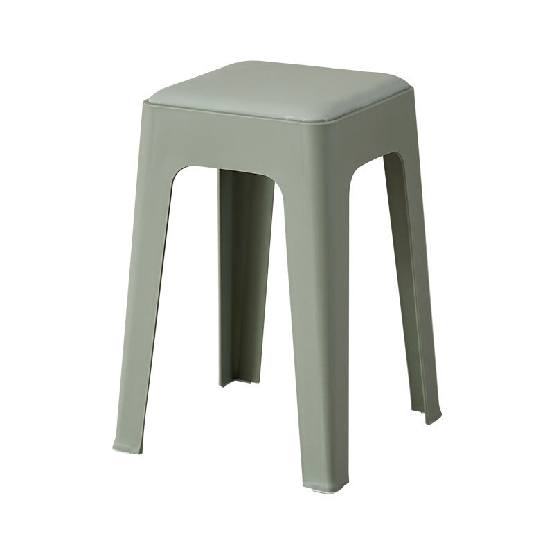 Chaise de salle à manger empilable rectangulaire moderne minimaliste en cuir PU et PP, sans dossier ni accoudoirs, pour salle à manger et cuisine 