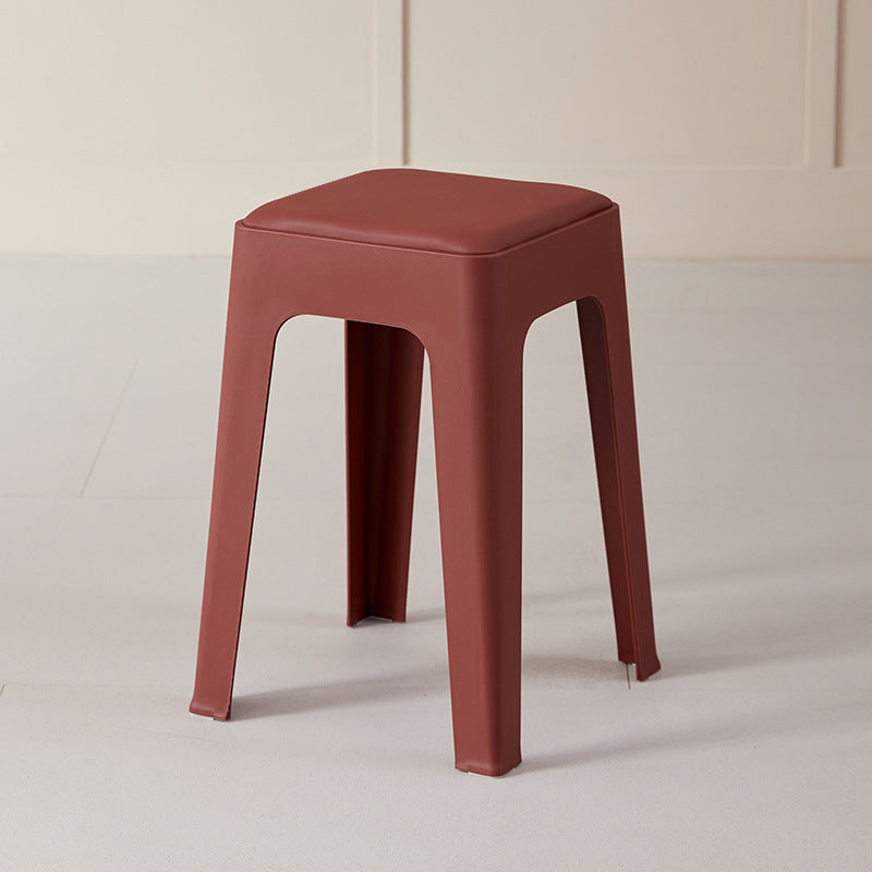 Chaise de salle à manger empilable rectangulaire moderne minimaliste en cuir PU et PP, sans dossier ni accoudoirs, pour salle à manger et cuisine 