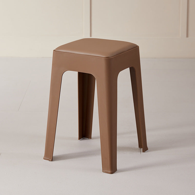 Chaise de salle à manger empilable rectangulaire moderne minimaliste en cuir PU et PP, sans dossier ni accoudoirs, pour salle à manger et cuisine 