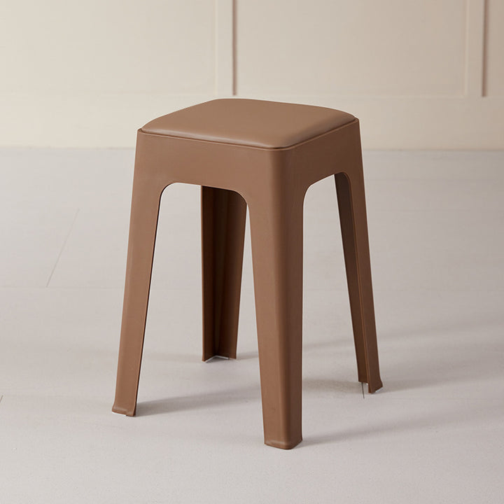 Chaise de salle à manger empilable rectangulaire moderne minimaliste en cuir PU et PP, sans dossier ni accoudoirs, pour salle à manger et cuisine 