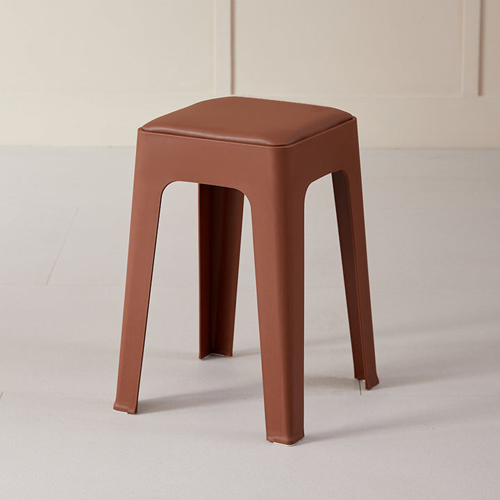 Chaise de salle à manger empilable rectangulaire moderne minimaliste en cuir PU et PP, sans dossier ni accoudoirs, pour salle à manger et cuisine 