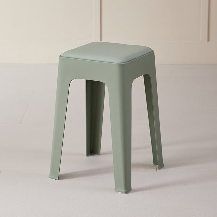 Chaise de salle à manger empilable rectangulaire moderne minimaliste en cuir PU et PP, sans dossier ni accoudoirs, pour salle à manger et cuisine 