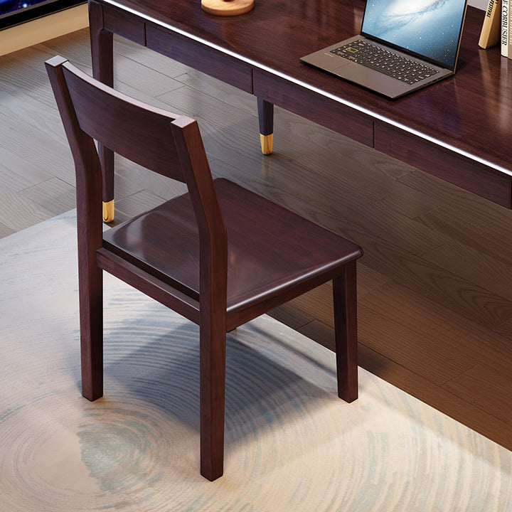 Silla de comedor contemporánea nórdica rectangular de madera maciza de caucho con respaldo sin brazos para comedor y cocina 